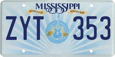 MS license plate ZYT353
