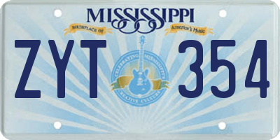 MS license plate ZYT354