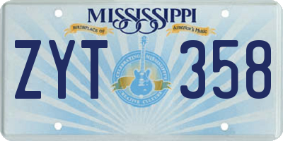 MS license plate ZYT358