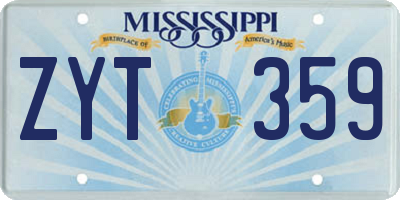 MS license plate ZYT359