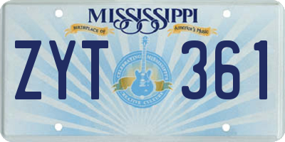 MS license plate ZYT361