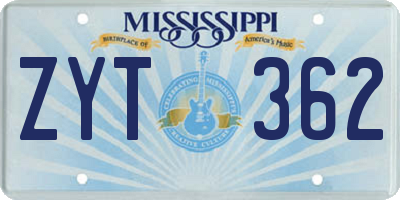 MS license plate ZYT362