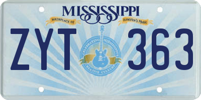 MS license plate ZYT363