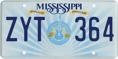 MS license plate ZYT364