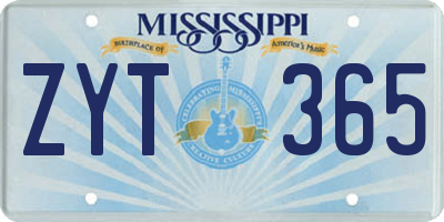 MS license plate ZYT365