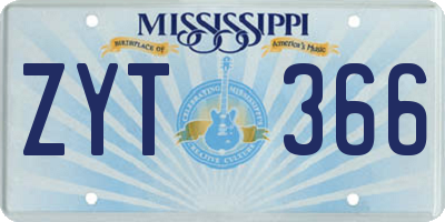 MS license plate ZYT366