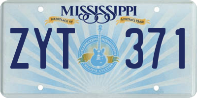 MS license plate ZYT371