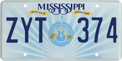 MS license plate ZYT374