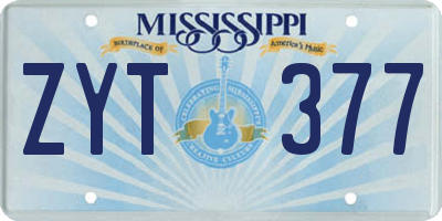 MS license plate ZYT377