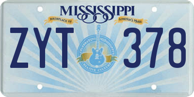 MS license plate ZYT378