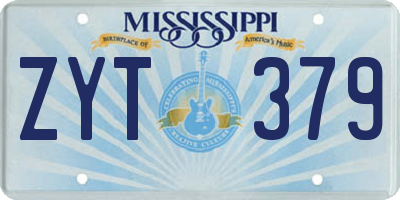 MS license plate ZYT379