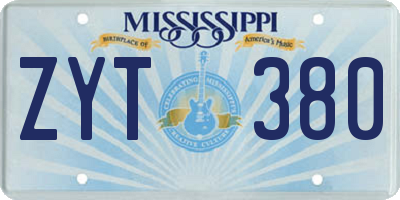 MS license plate ZYT380