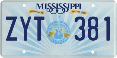 MS license plate ZYT381