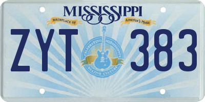 MS license plate ZYT383