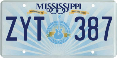 MS license plate ZYT387