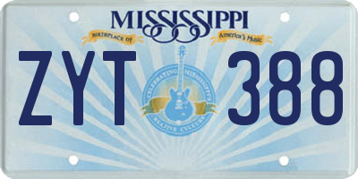 MS license plate ZYT388