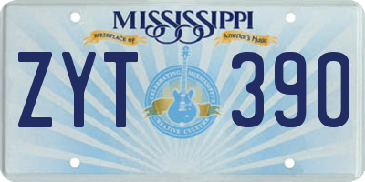 MS license plate ZYT390