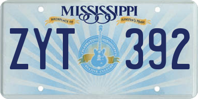 MS license plate ZYT392