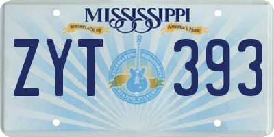 MS license plate ZYT393
