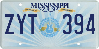 MS license plate ZYT394