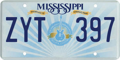 MS license plate ZYT397