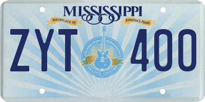 MS license plate ZYT400