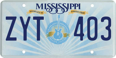 MS license plate ZYT403