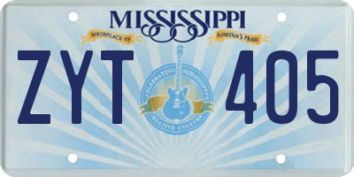 MS license plate ZYT405