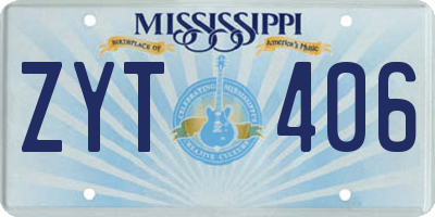 MS license plate ZYT406