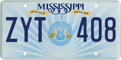 MS license plate ZYT408