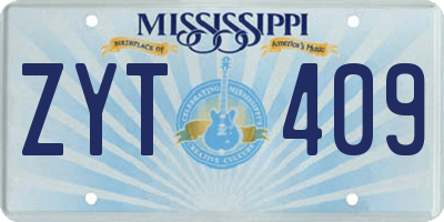 MS license plate ZYT409