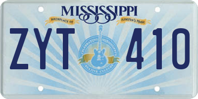 MS license plate ZYT410