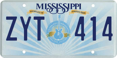 MS license plate ZYT414