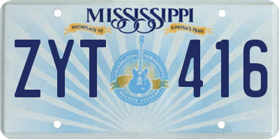 MS license plate ZYT416