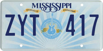 MS license plate ZYT417
