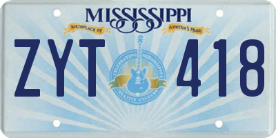 MS license plate ZYT418
