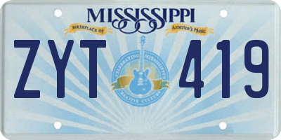 MS license plate ZYT419