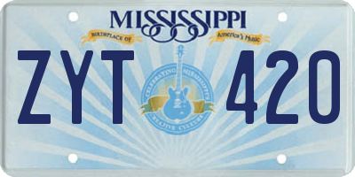 MS license plate ZYT420