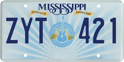 MS license plate ZYT421