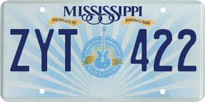 MS license plate ZYT422