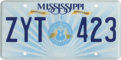 MS license plate ZYT423