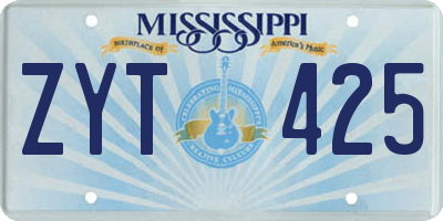 MS license plate ZYT425