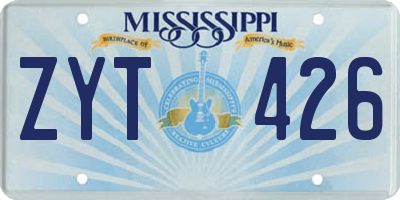 MS license plate ZYT426