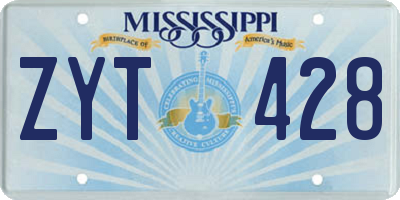 MS license plate ZYT428