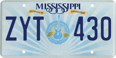 MS license plate ZYT430