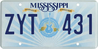 MS license plate ZYT431