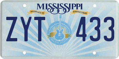 MS license plate ZYT433