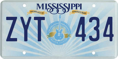 MS license plate ZYT434
