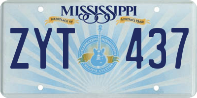 MS license plate ZYT437