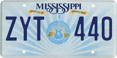 MS license plate ZYT440